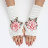 Flower Warm Knitted Wool Gloves And Sleeves_Cwag0109