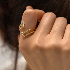 SIDE BY SIDE 4 DIAMOND OPEN RING_CWAJE1387