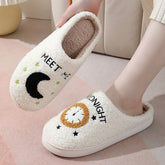 CARTOON MOON AND CLOCK PATTERN INDOOR SLIPPERS_CWSHS0255