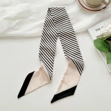 STRIPED SKINNY SCARF HAIR TIE BAG RIBBON WRAPSTRIP_CWASC1979