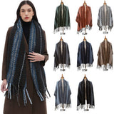 STRIPED FRINGE SCARF WINTER KNITTED SHAWL_CWASC0880