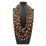 BOHEMIAN MULTI LAYERED WOODEN BEADS NECKLACE_CWMM4737