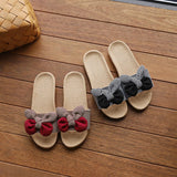 KOREAN STYLE LINEN BOW SLIPPERS FOR SUMMER_CWSHF0179