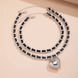 Vintage Heart Shape Pendant Double Layer Necklace