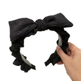 SIMPLE RETRO TOOTHED PLEATED BOW HEADBAND_CWAHA0774