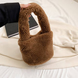 Winter Fashion Handheld Lambswool Bucket Bag_Cwab3955