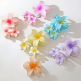 Cwaha07410_Plumeria Flower Hair Claw Clip Set Of 3