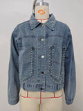 Washed Loose Casual Punk Rivet Denim Jacket