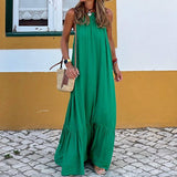 Stylish Sleeveless Halter Long Beach Dress