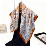 Vintage Stamp Herringbone Linen Feel Scarf_Cwasc03304