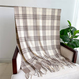 COZY PLAID TASSEL SCARF FALL WINTER WRAP FOR WOMEN_CWASC0977