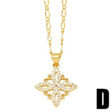 GOLD PLATED DIAMOND FLOWER PENDANT NECKLACE_CWAJE0893
