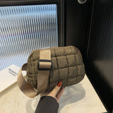 PLAID PUFFER WAIST BAG CROSSBODY CHEST PACK_CUAB00496