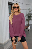 Solid Color Thread Round Neck Loose Hoodie