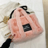 FAUX RABBIT FUR TOTE BAG WOMEN LARGE HANDBAG_CUAB00552