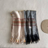 BLUE PLAID FAUX CASHMERE SCARF WINTER WARM_CWASC2337