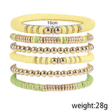 Vintage Clay Round Bead Bracelet Set Jewelry_Cwmm3513