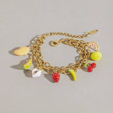 DELICATE 18K GOLD DOUBLE CROSS CHAIN BRACELET_CWAJE4748