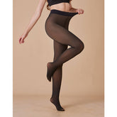 PLUS SIZE NYLON FLEECE LINED SHEER LEGGINGS BLACK_CWMM8969