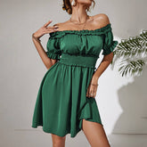 Stylish One-Shoulder Sexy Waist Short Dress