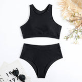HIGH WAIST BIKINI SET SOLID COLOR SWIMSUIT_CWMW0191