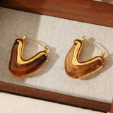 Triangle Geometric Stainless Steel 18Kgold Earrings_Cwmm3601