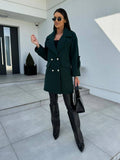 Solid-Color H-Shaped Suit Collar Long Jacket