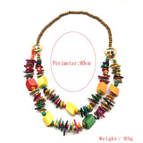 Vintage Geometric Wood Coconut Shell Necklace_Cwmm4978