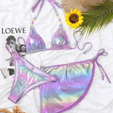 IRIDESCENT BIKINI SET SEXY TIE SIDE SWIMSUIT_CWMW0705