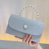 Vintage Pearl Bag Silver Small Square Bag_Cwab2517