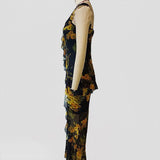 Tea Break French Printed Ruffled Halter Dress