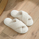 FURRY CROSS STRAP COTTON SLIPPERS_CWSHS0823