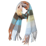 CHUNKY PLAID MOHAIR LOOK SCARF WITH FRINGES_CWASC0119