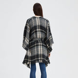 BLACK AND WHITE LINE CARDIGAN SHAWL CLOAK_CWASC0264