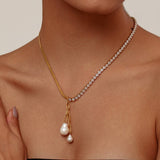 FRESHWATER PEARL MULTI LAYER LINE STITCHINGNECKLACE_CWMM3638