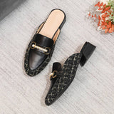 Women Single Shoes Round Toe Rhinestone Mules