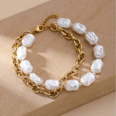 STAINLESS STEEL GOLD PLATED VINTAGE PEARL BRACELET_CWMM3723