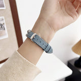 IWATCH9 1 14MM TIBETAN SILVER DENIM LEATHER STRAP_CWASC1544