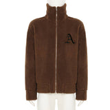 Vintage Jacket Lamb Fleece Zip-Up Lapel Jacket