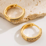 STARRY HOOP EARRINGS GOLD PLATED UNIQUE DESIGN_CWMM8534