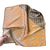 Summer Silk Scarf Colorblock Plaid Print Square_Cwasc0601