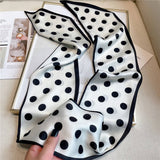 POLKA DOT SIMPLE GEOMETRIC LONG SILK HEAD SCARF_CWASC1519