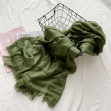 COTTON LINEN SOLID COLOR BEACH SHAWL SCARF _CWASC0197
