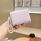 Velvet Pearl Letter Trifold Mini Wallet_Cwab06211