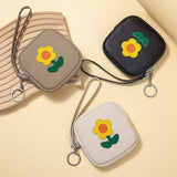 LEATHER SUNFLOWER WRISTLET MINI COIN POUCH_CUAB00399