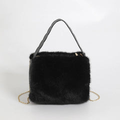 PLUSH TOTE HANDBAG SOFT CHAIN SHOULDER BAG_CUAB00582