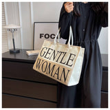 NEW LETTER PRINT TOTE CANVAS SHOULDER BAG_CWAB2679