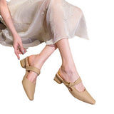 SIMPLE SQUARE TOE SQUARE TOE MULES WITH THICK HEEL_CWSHS0711