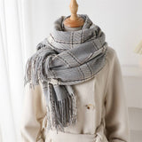 AESTHETIC PLAID FRINGE SCARF FOR FALL WINTER_CWASC2767