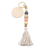 ROUND WOODEN BEADED TASSEL KEYCHAIN_CWMM1560